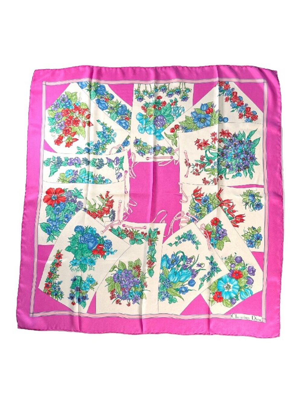 Vintage Christian Dior Floral Silk Scarf | Made in Italy